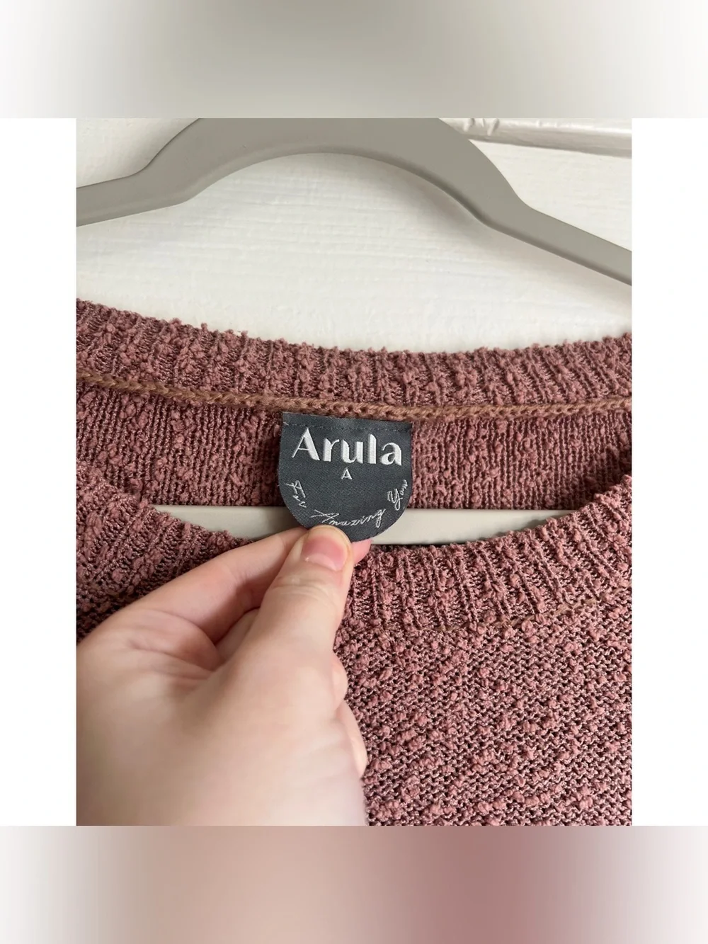 ARULA Mauve Cozy Bubble Fuzz Pullover Sweater